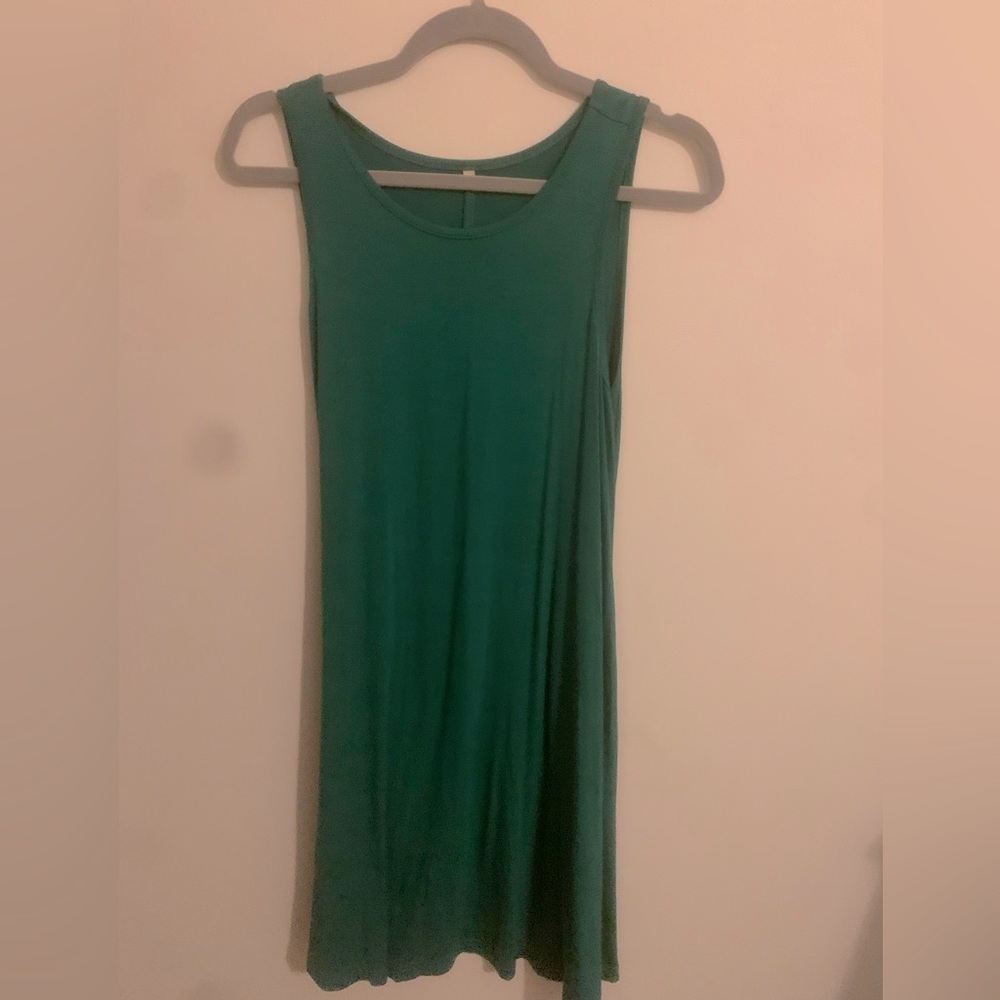 Dark teal tank top dress with pockets